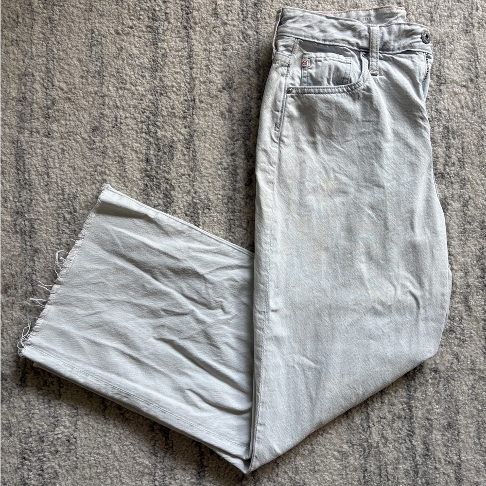 AG wide leg raw hem Denim Jeans
